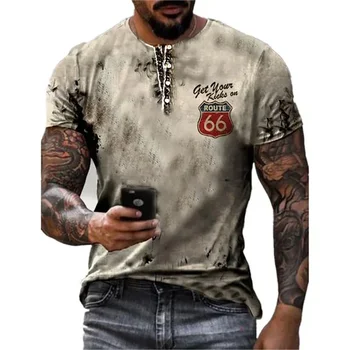 Poletje Letnik moška T-shirt Streetshirt 66-način 3D Natisnjeni T-shirt Za Moške, Modni Kratkimi O-vratu Prevelik Moška Oblačila