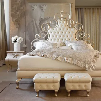 \uxury high-end masivnega lesa posteljo luksuzni eno dvojno masivnega lesa izrezljane votlih princesa posteljo francoski tkanina mehka postelja