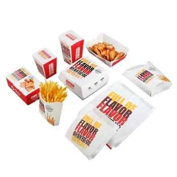 Po meri productCustom Natisnjeni Visoke Kakovosti Recikliranih Vzeti krompirčka Papirja, Škatle za Hitro Hrano Burger Hamburger Embalaža