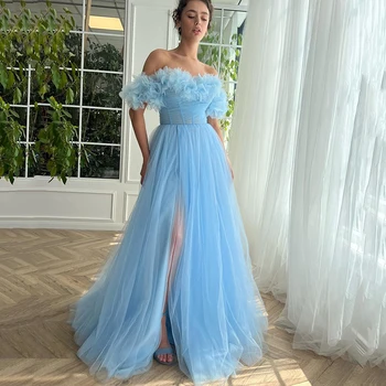 Thinyfull Formalno A-Line Prom Obleke 2023 brez naramnic 3D Cvet Večerno Obleko Savdska Arabija Cocktail Party Noč Oblek po Meri Velikost