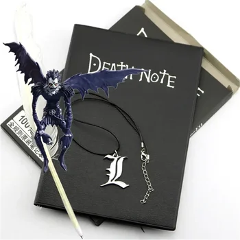 Študent Dnevnik Anime Smrti Opomba Prenosni Set Usnje List In Ogrlico Pero Pero List Death Note Pad komplet