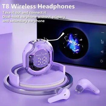 NOVO T8 Brezžične Bluetooth Slušalke Pregleden ENC Slušalke Power LED Digitalni Zaslon za Stereo Slušalke za Šport, ki Delajo