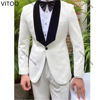 2 Kos Beli Poročni Moške Formalno Obleko Zahodni Fit Priložnostne Formalno Obrabe Večerjo Rojstni Bistvene Zadnjo Plast Design