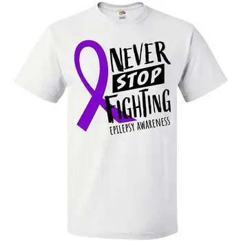 Inktastic Nikoli Ne Ustavi Boj Epilepsija Zavest Vijolični Trak T-Shirt Podporo