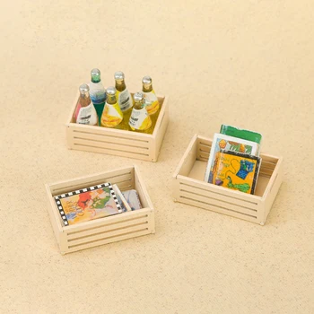 Lutke Pohištvo leseno Košaro za Shranjevanje Zelenjave, Hrane, sadja Okvir Lutke Miniaturni Dekoracijo Otroci Darilo