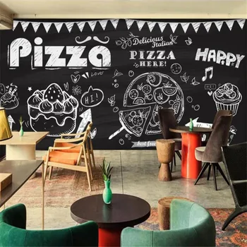 de papel parede po Meri 3d ozadje letnik kreda ročno poslikano pizza torto 3d ozadje, dnevna soba, spalnica restavracija ozadje