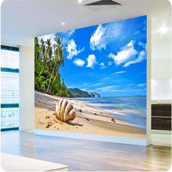 beibehang fotografijo za ozadje 3d tla slikarstvo Dnevna soba ozadju plaže oblaki kokosovih lupin Pogled na Morje in veliko moralno ozadje