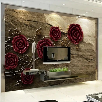 wellyu ozadje po Meri 3d photo zidana olajšave rose cvet peščenjak TV ozadju stene dnevna soba, spalnica restavracija zidana обои