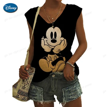Disney Minnie Mickey Mouse Tiskanja Tank Zgornji Deli Oblacil Ženske V Vratu Poletje Priložnostne Majice Brez Rokavov Novost Tees Uvježbavanje Vrh Cisterne 2023