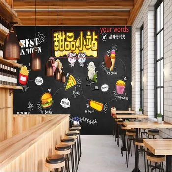Blackboard Ročno poslikano Sladoled Sladica Stene Papirja 3D Fast Food Restavracija, Snack Bar Industrijske Dekor Ozadje Ozadje 3D