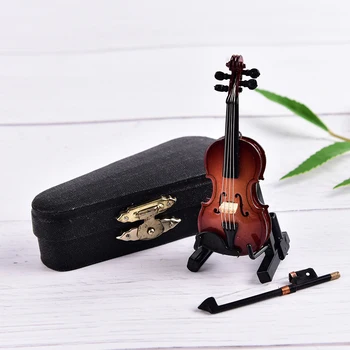 Mini Violine Ornament Miniaturni Model Violine s Stojalom Primeru Lutke za Domačo Pisarno Namizno Dekoracijo 1Pc
