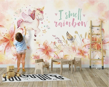 beibehang po Meri sodobnega nove Nordijske otrok roza samorog flamingo swan ozadje ozadje stene papirjev doma dekor