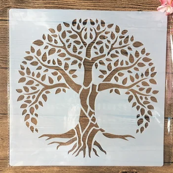 30*30 cm Velik Mandala Srečen Drevo DIY Layering Matrice Stensko Slikarstvo Album Kolorit Reliefi Album Dekorativni Predlogo