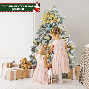 4.5 Noge Pre-Sveti Premium Sneg Nekosmičena Božično Drevo s 150 Lučke Notranjo Zunanjo Vrtno zabavo Dobave