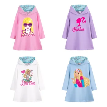 Anime Barbie Hooded Hooded Dolg Rokav Obleka Risanka Cute Girls Moda Natisnjeni Krilo Kawaii Priložnostne Šport Princesa Obleko Darilo