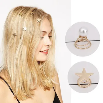 Nova Preprosto Lepe Pentagon Star Pomlad Ostra Moda Pearl Spirala Posnetek Opremo Headdress