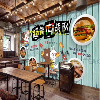 Ocvrte Piščančje Pivo Burger Restavraciji Hitre Hrane Leseno Desko Ozadju Industrijske Dekor Zidana Ozadje Snack Bar Stene Papirja 3D