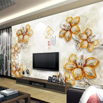 beibehang ozadje po Meri 3d zidana reliefni flash zlata roža 3d nakit TV ozadju stene papirjev doma dekor de papel parede