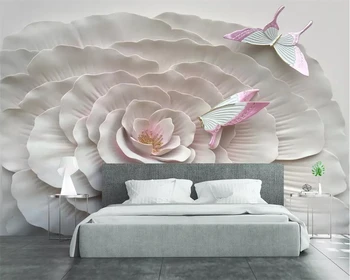 Beibehang ozadje po Meri 3D reliefnim cvetličnim metulj TV ozadju stene 3d dnevna soba, spalnica dekoracijo doma 3d ozadje