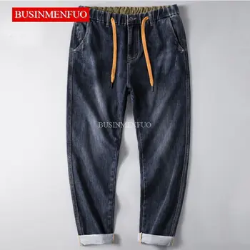 Jeseni Moške Jeans Oversize Velik Obseg Mens Elastična Traper Hlače 44 46 48