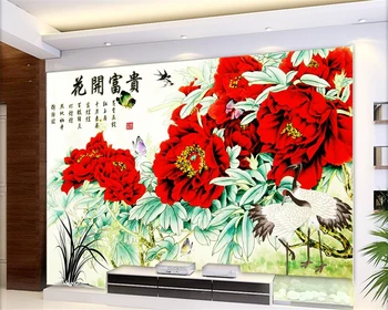 Beibehang ozadje po Meri dom dekor zidana Kitajski slog ročno poslikano peony cvet, dnevna soba, spalnica ozadju 3d ozadje