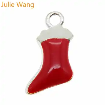 Jules Wang 8pcs Rdeče Emajl Zlitine Božična Nogavica Čare Ogrlico, Zapestnico, Uhane, Nakit, Izdelava Opremo Darilo Dekoracijo Božič
