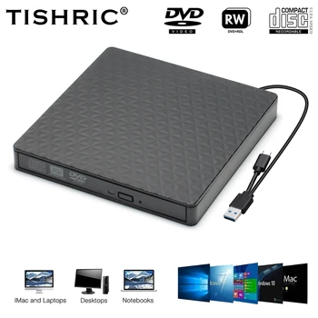 TISHRIC USB 3.0 Tip C Zunanje DVD, CD-Jev Pogon Optični Pogon CD-ROM Disk Odtisov DVD-RW Gorilnika CD Writer Za Laptor PC