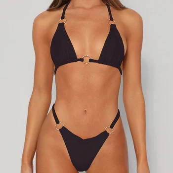 2023 Kopalke Ženska Visoko Pasu Kopalke Ženske Naguban Trdna Seksi Bikini Poletje Plažo Brazilski Bikini Komplet Kopalke