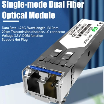 10G SFP+LC Duplex DDM Optični Modul Single 10/20km 1310nm s Cisco/Mikrotik/Huawei/Extreme Stikalo Polno Združljiv
