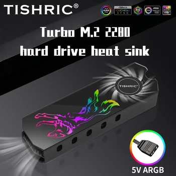 TISHRIC Radiator ARGB M2 SSD Heatsink Hladilnik s Turbo Hladilni Ventilator za 2280 M2 Pogon ssd