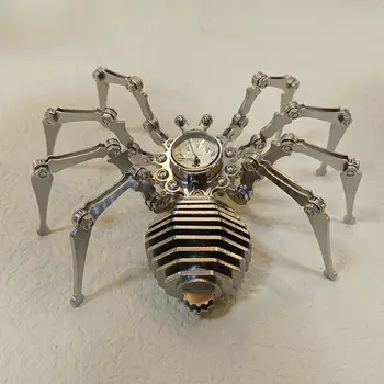 Čas pajek iz nerjavečega jekla statične mehanske insektov model obrt diy sestavljeni igrača končal punk okraski
