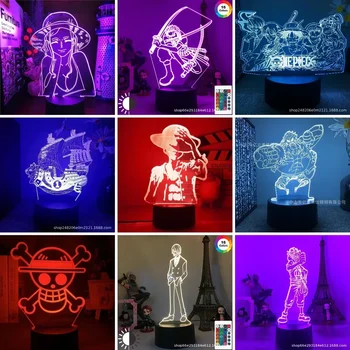 En Kos Roronoa Zoro Luffy predstavnica nami-ja Anime Nočne Luči Dejanje Slika 3D LED Barva Spreminja, Igrače Lutka Usopp Sanji Chopper Božič Darilo