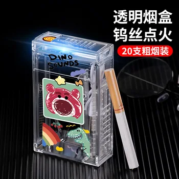Nov Pregleden Standard Cigaret Primeru blaga z Dvojno rabo Tip-C Polnilne USB Lažji Windproof Brezplamensko Cigaret Polje, Darilo za Moške