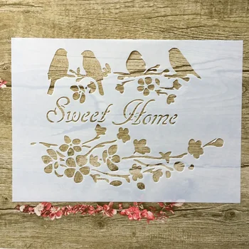 A4 29 * 21 cm Sweet home ptica DIY Matrice Stensko Slikarstvo Album Kolorit Reliefi Album Dekorativni Papir, Kartice Predlogo