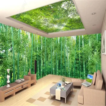 Velika Zidana Panoramski Pogled na Naravno Pokrajino Bambusov Gozd Krajine Foto Tapete za dnevne Sobe 3D Stenske Papirjev Doma Dekor