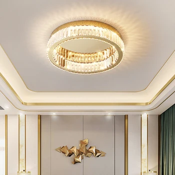 Sodobna Moda Zlato Crystal Light Art Dekor Okrogle Stropne Luči Dnevna soba, spalnica Led Stropna svetilka, svetlobna telesa