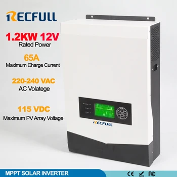 1.2 KW Sončne Inverter 12V 220V AC Pure Sine Wave MPPT Solarni Inversor Graditi V 65A Solarni Krmilnik