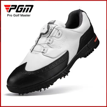 PGM Usnja Mens Spike Golf Čevlji Size45 Črno Bel Hitro Ročaja za Udobno Golf Zavezat Nepremočljiva Anti Slip Atletske Footwears