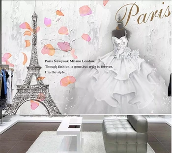 Ozadje po meri 3d freske retro cement beli labod, moda Parizu poroko oblačili zidana restavracija v ozadju stene papirja