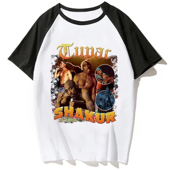 Tupac majica s kratkimi rokavi ženske harajuku Tee dekle letu 2000 smešno oblačila