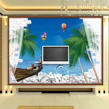 wellyu обои tapete za stene, 3 d ozadje po Meri 3D pogled na morje in Sredozemski pokrajino sveže TV, kavč v ozadju stene behang