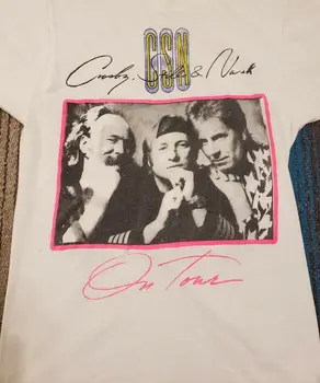 Vintage Crosby Kotlih Nash Koncert Moški T-shirt Bela Unisex Vseh Velikosti FF1587
