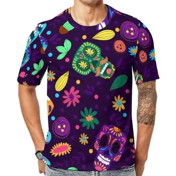 Srčkan Lobanje T Shirt Mehiške Lobanje Kolekcije Modne Majice Kratek Rokav Natisnjeni Vrhovi Vroče Premium EMO Velika Velikost Vrh Tees